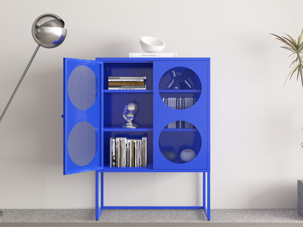 Leoglint Blue Storage Cabinet with Doors, Modern Blue Accent Cabinet, Free Standing Cabinet, Buffet Sideboards for Bedroom, Kitchen,Home Office