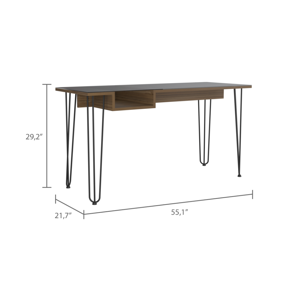 Leoglint Baxter 140 Office Desk, One Shelf, Four Legs -Mahogany