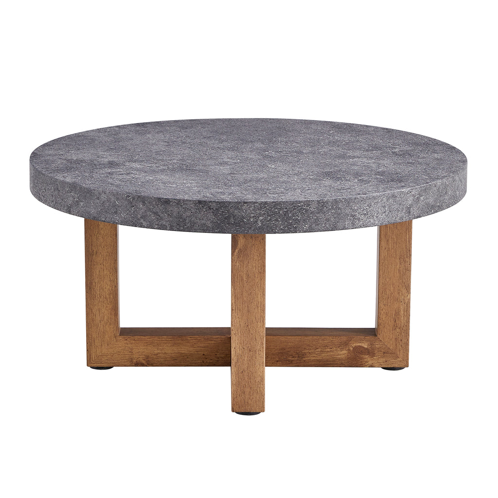 Leoglint A modern retro circular coffee table with a diameter of 31.4 inches, made of MDF material, suitable for living rooms