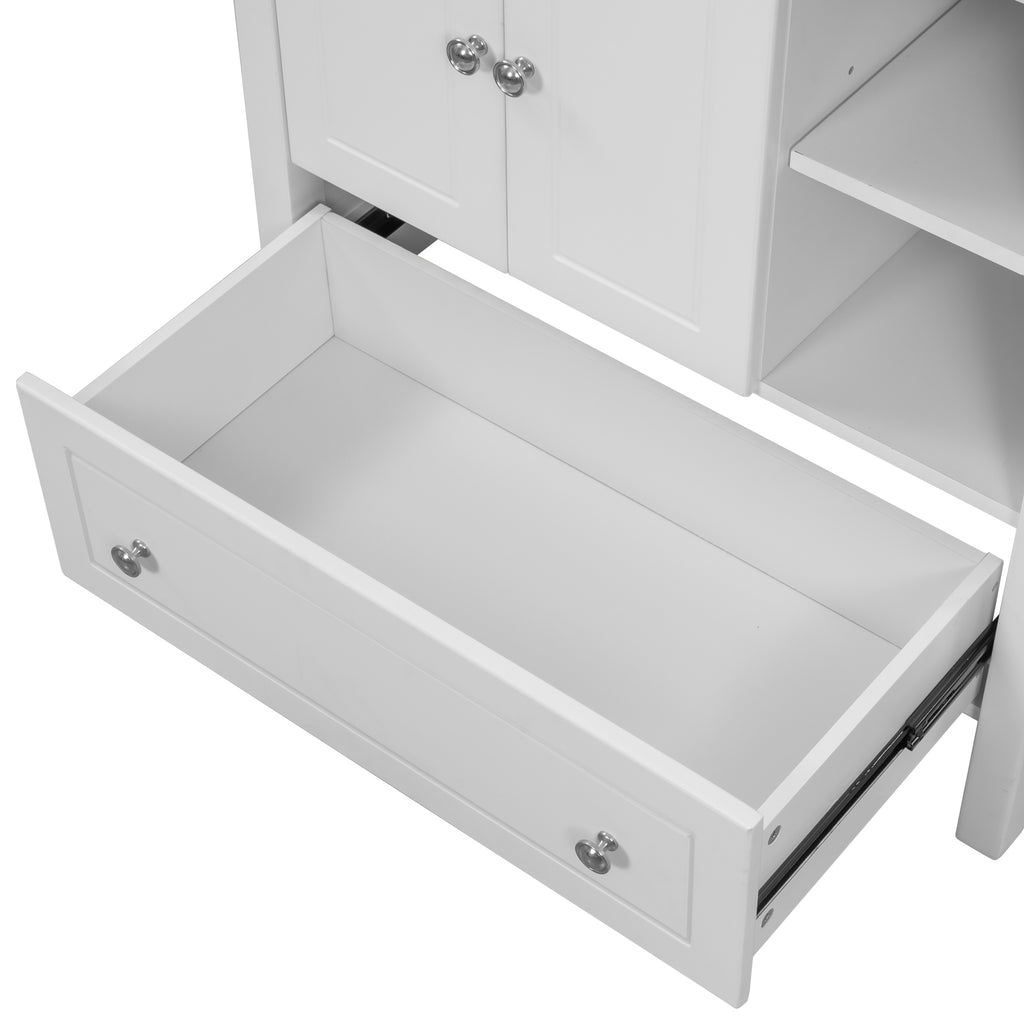 Leoglint 30" Bathroom Vanity Base Only, Solid Wood Frame, Bathroom Storage Cabinet with Doors and Drawers, White