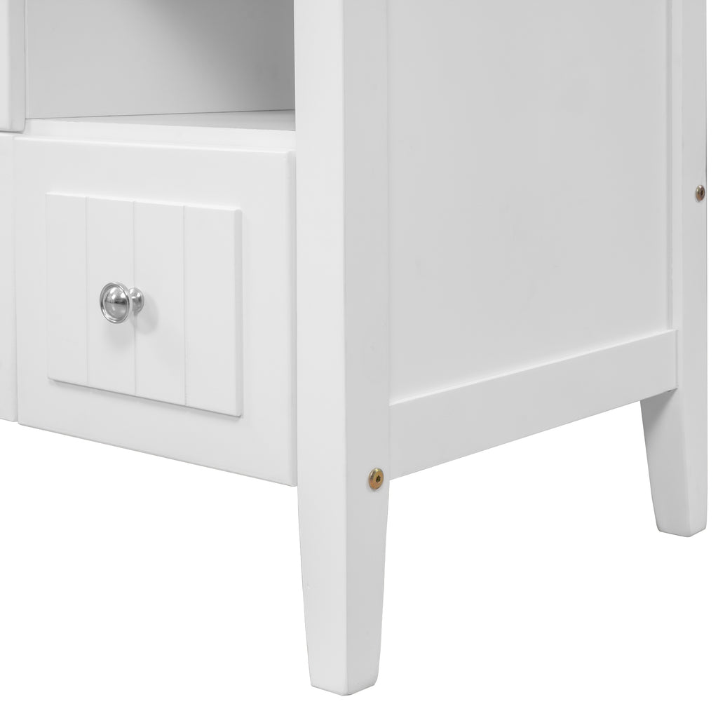 Leoglint 36" Bathroom Vanity Base Only, Solid Wood Frame and MDF Boards, White