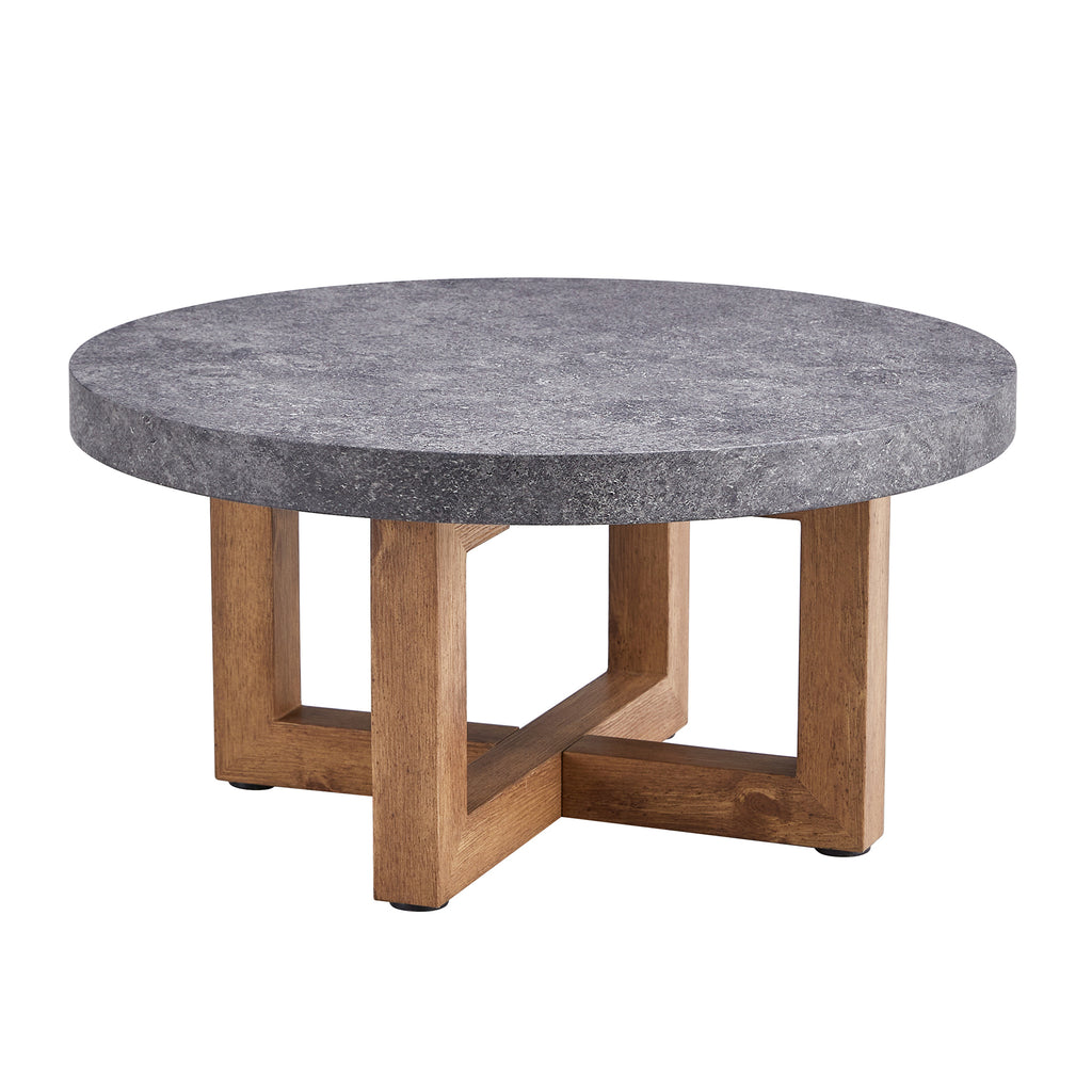 Leoglint A modern retro circular coffee table with a diameter of 31.4 inches, made of MDF material, suitable for living rooms