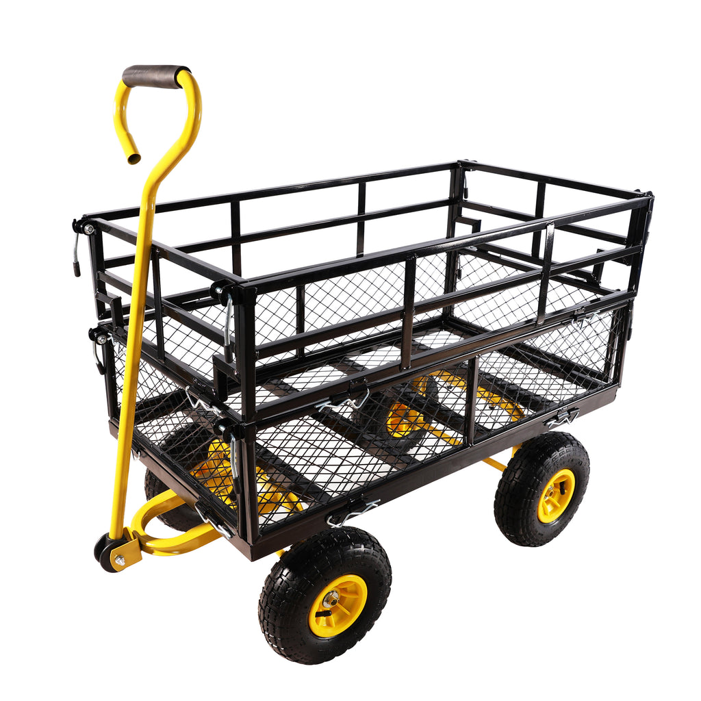 Leoglint Wagon Cart Garden cart trucks make it easier to transport firewood Yellow+Black