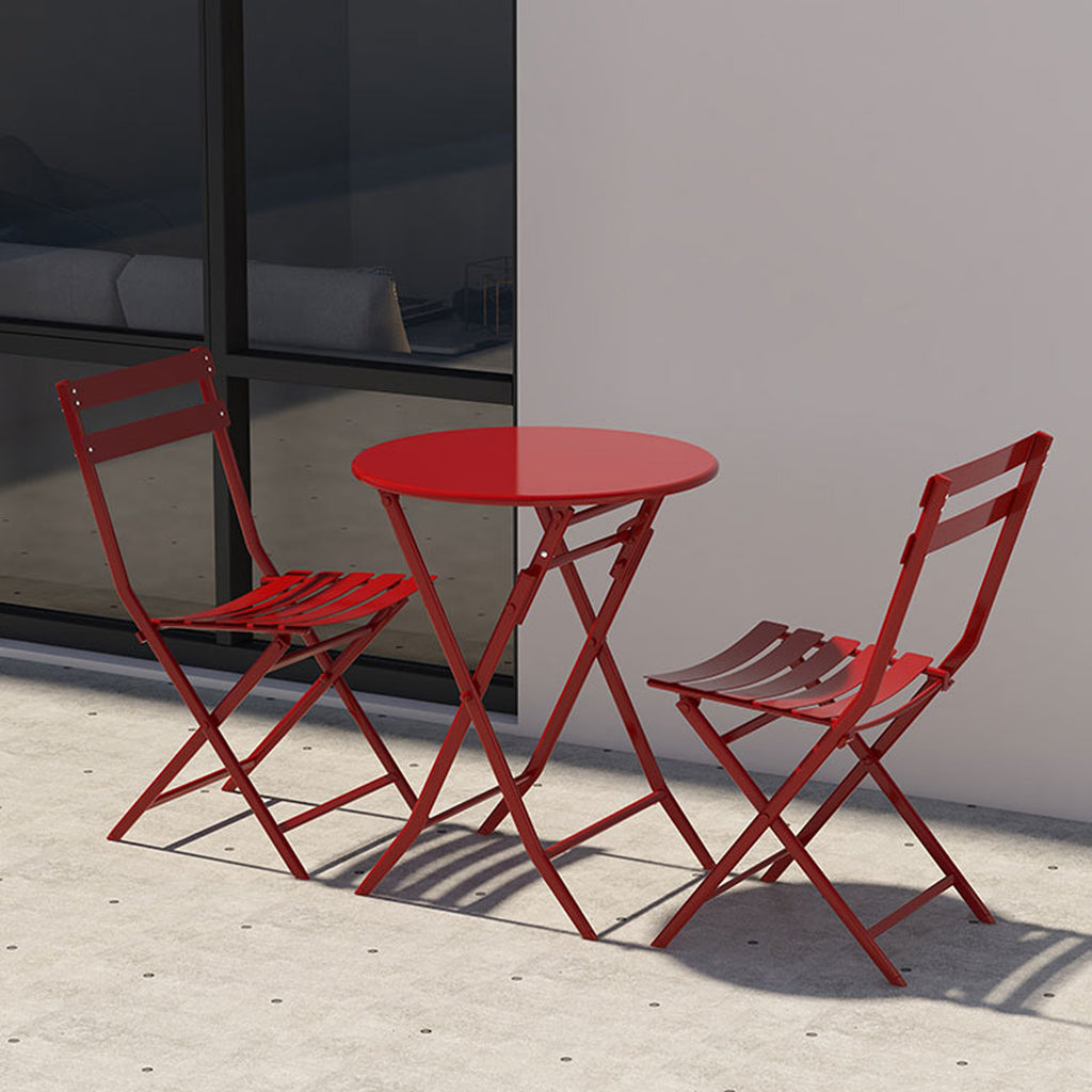 Leoglint 3 Piece Patio Bistro Set of Foldable Round Table and Chairs,Outdoor Chair, Red