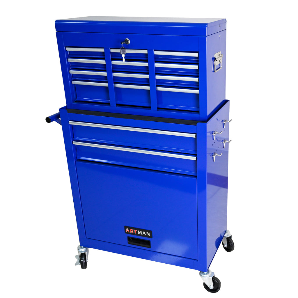 Leoglint High Capacity Rolling Tool Chest with Wheels and Drawers, 8-Drawer Tool Storage Cabinet--BLUE