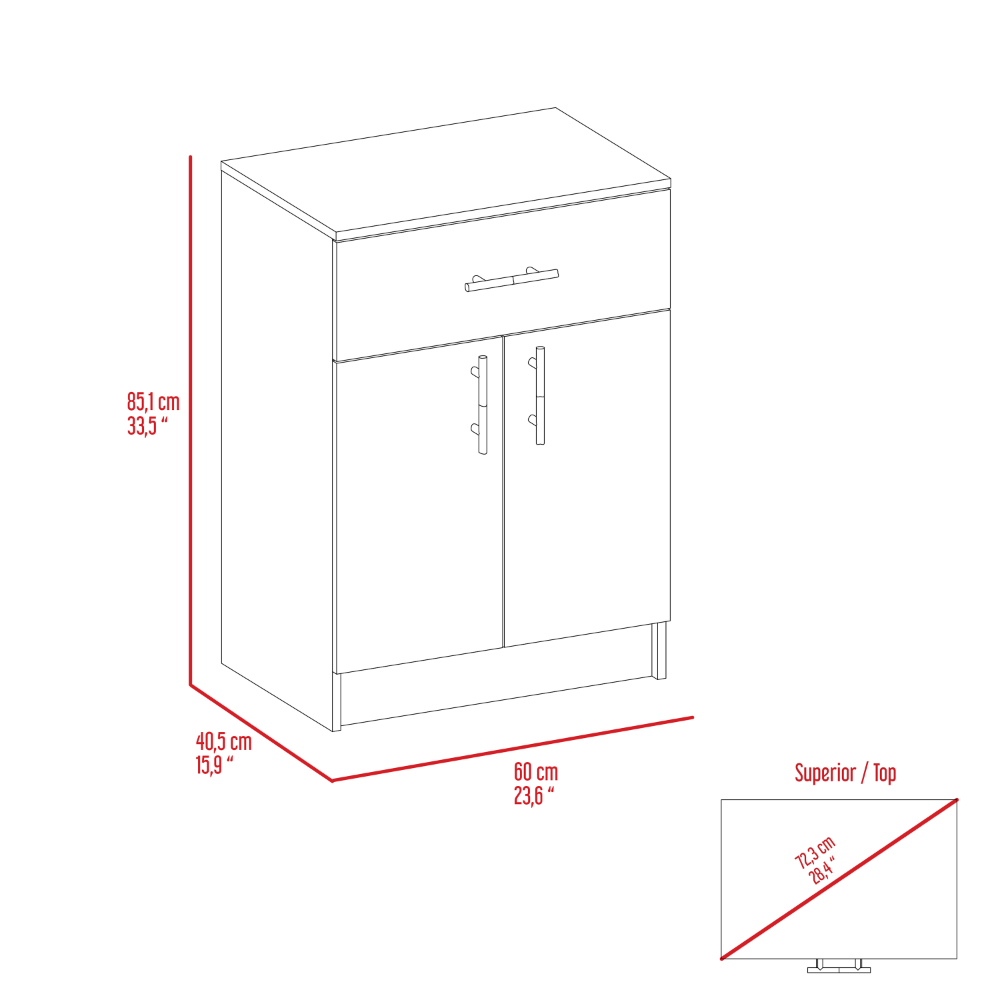 Leoglint Sideboard Pantry Organizer Cabinet 33" H, One Drawer, Two Interior Shelves, Two Doors, White/Light Oak