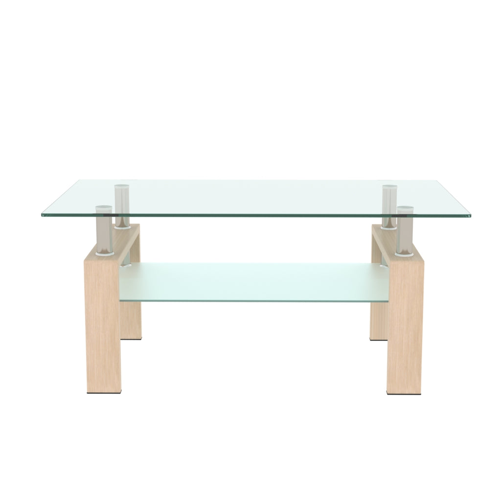 Leoglint Rectangle  Glass Coffee Table, Clear Coffee Table Modern Side Center Tables for Living Room Living Room Furniture