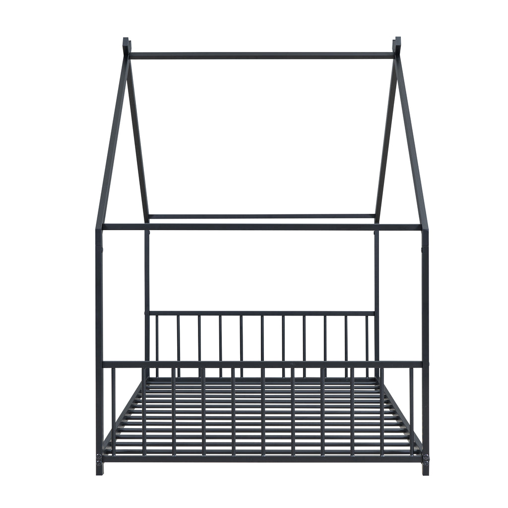 Leoglint Twin Size Metal House Bed Frame, Black