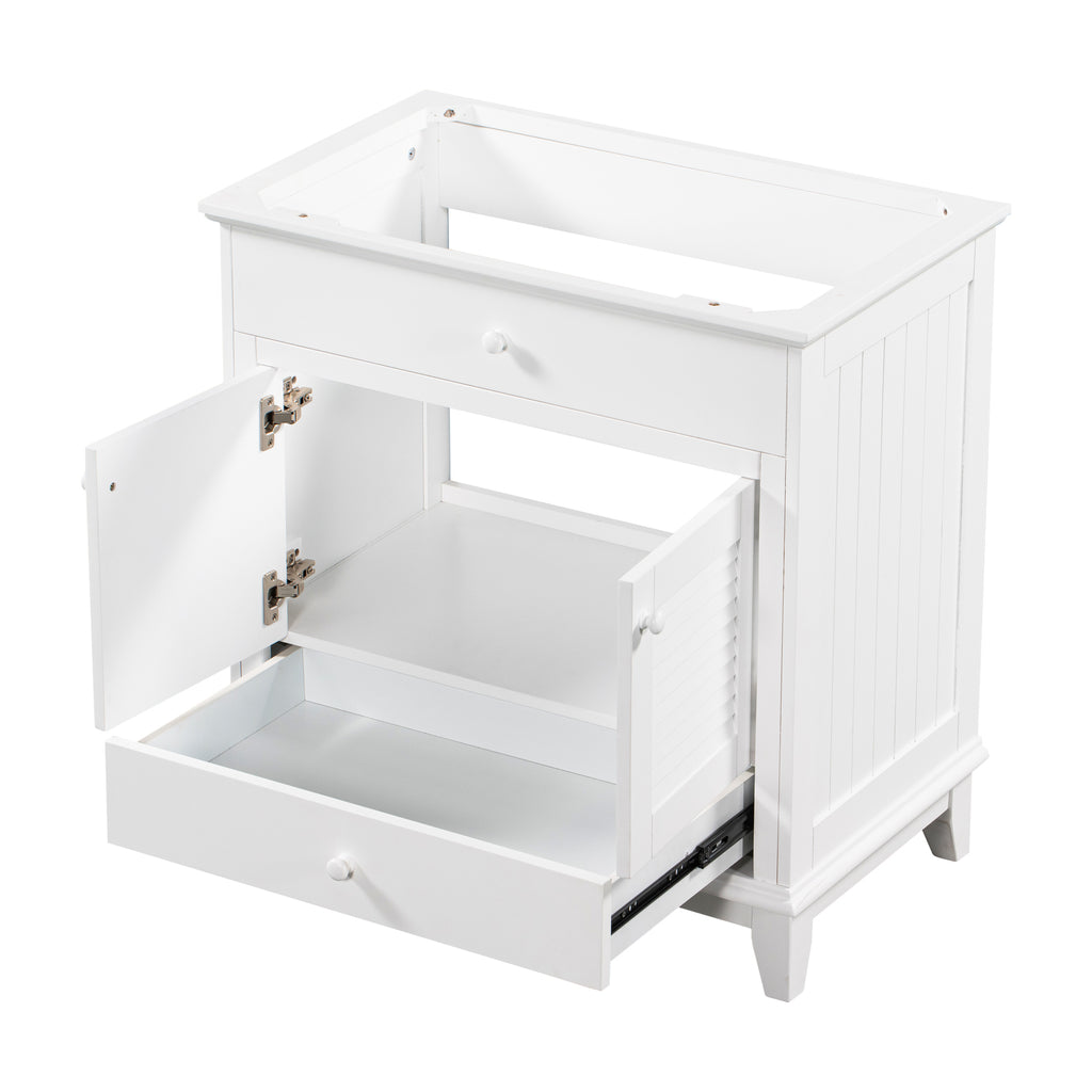 Leoglint 30" Bathroom Vanity Base without Sink, Bathroom Cabinet with Two Doors and One Drawer, White