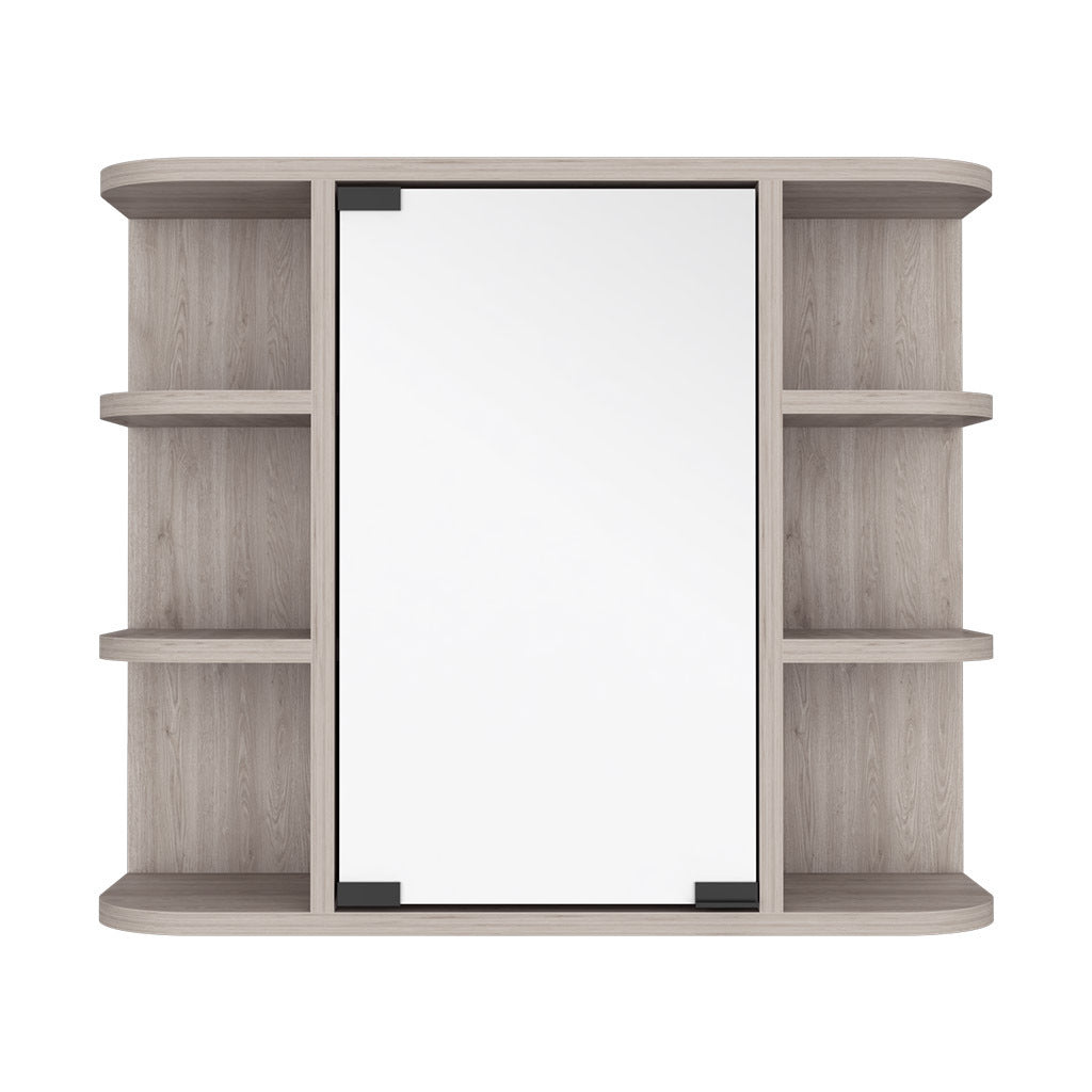 Leoglint Medicine Cabinet Milano, Six External Shelves Mirror, Light Gray Finish