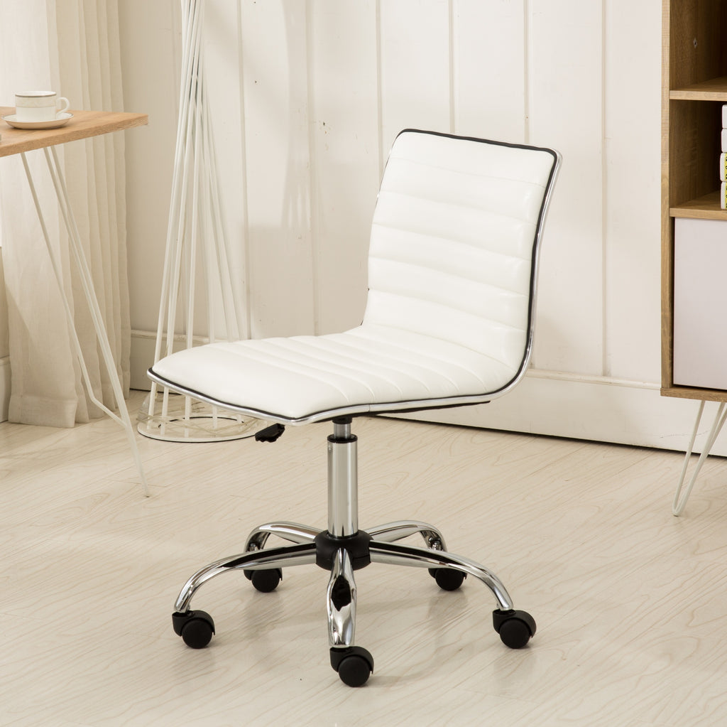 Leoglint Fremo Chromel Adjustable Air Lift Office Chair, White