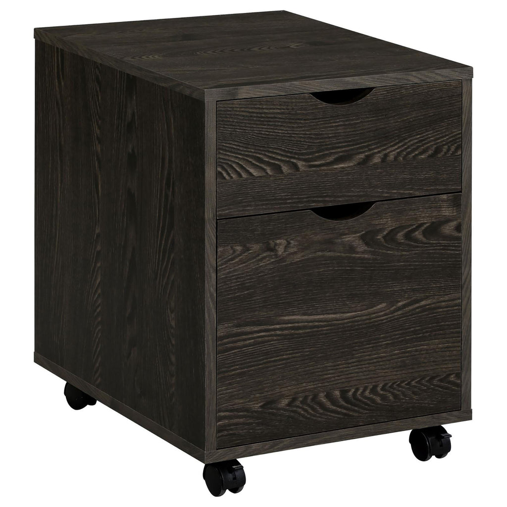 Leoglint Dark Oak 2-Drawer File Cabinet with Casters