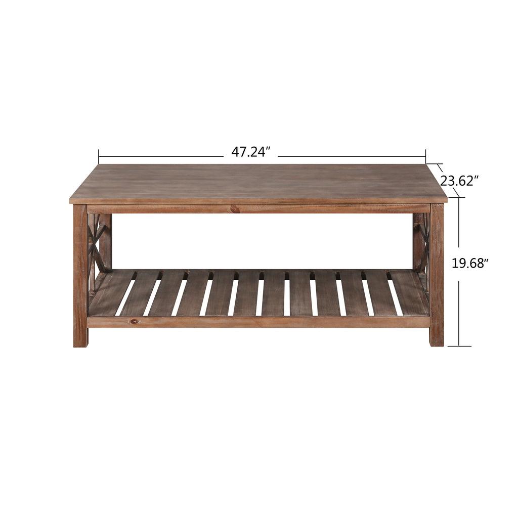 Leoglint 52''W  Handcrafted Coffee Table In Front Of The Sofa Or Loveseat For Living Room(Brwon)