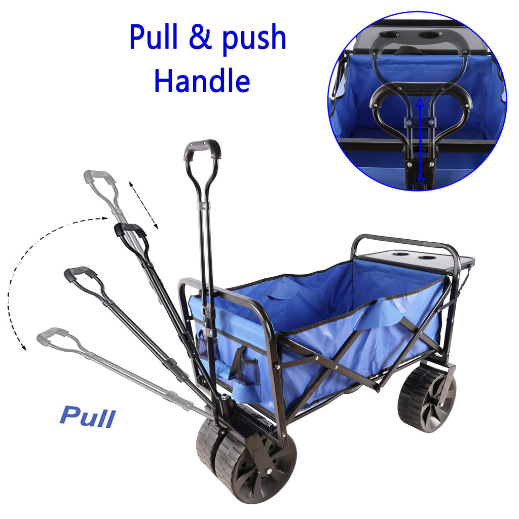 Leoglint Garden cart Folding Wagon Garden Shopping Beach Cart (Blue)