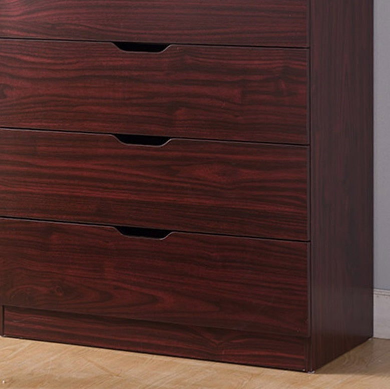 Leoglint 5 Drawer Chest Bedroom Dresser, Home Chest Cabinet with Cut-Out Handles, Mahogany