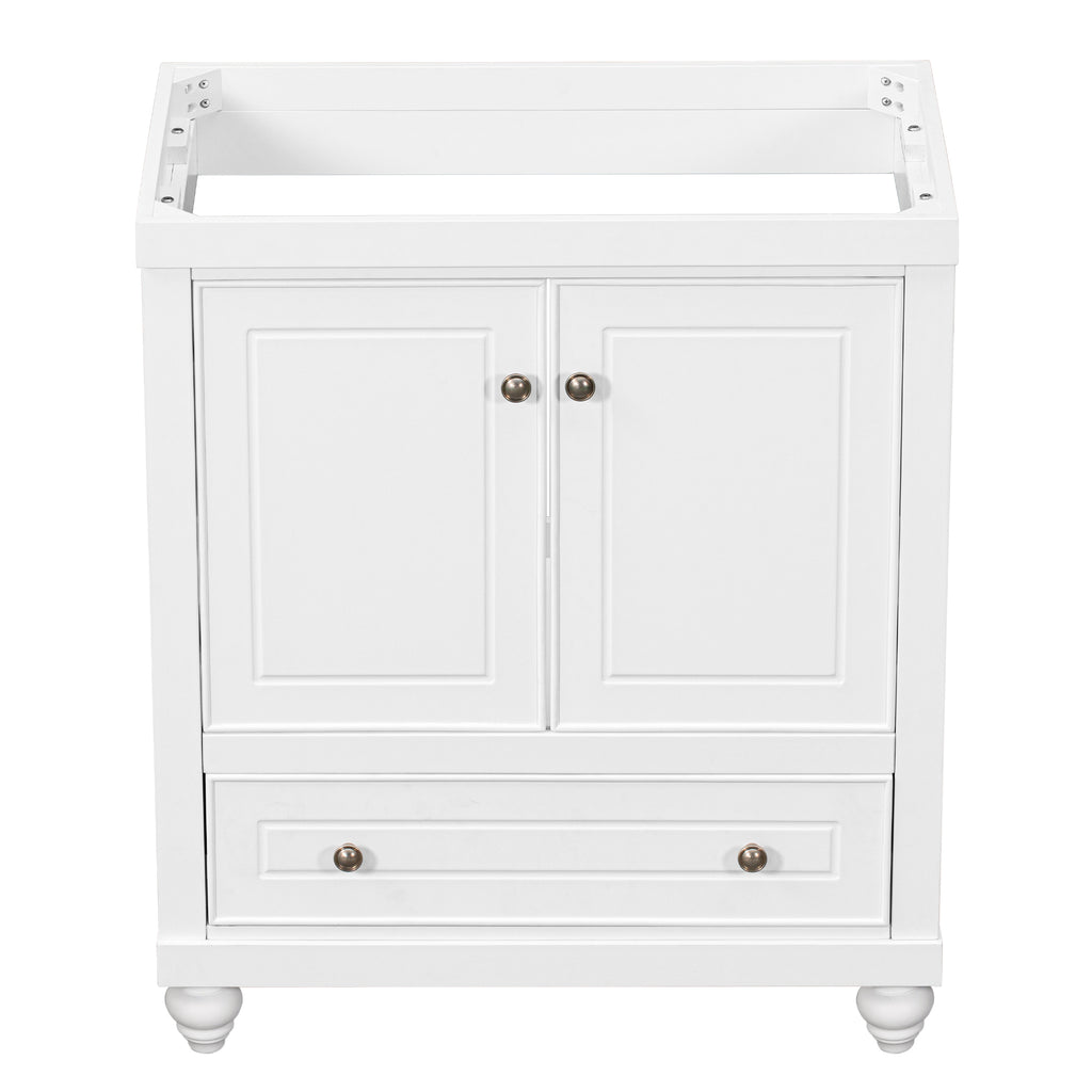 Leoglint 30" Bathroom Vanity without Sink, Base Only, Cabinet with Doors and Drawer, Solid Frame and MDF Board, White