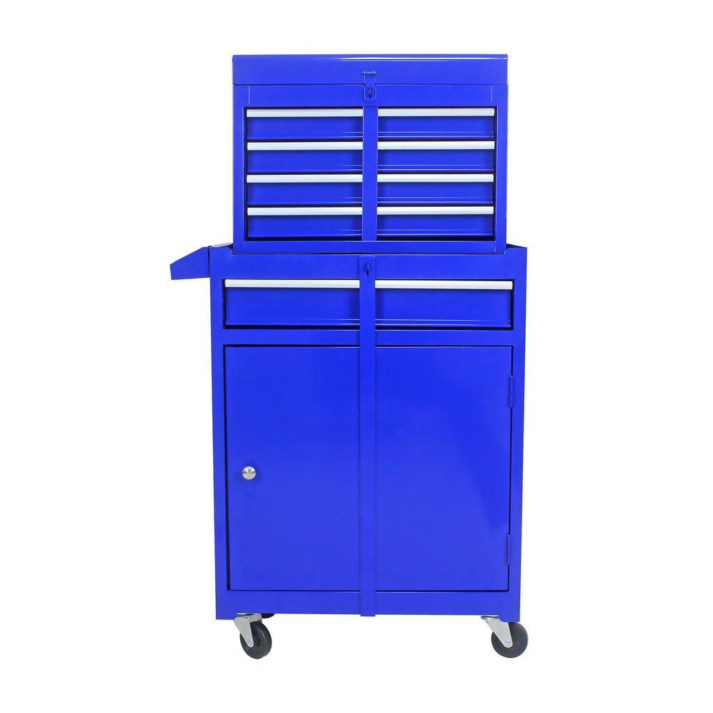 Leoglint Detachable 5 Drawer Tool Chest with Bottom Cabinet and One Adjustable Shelf--Blue