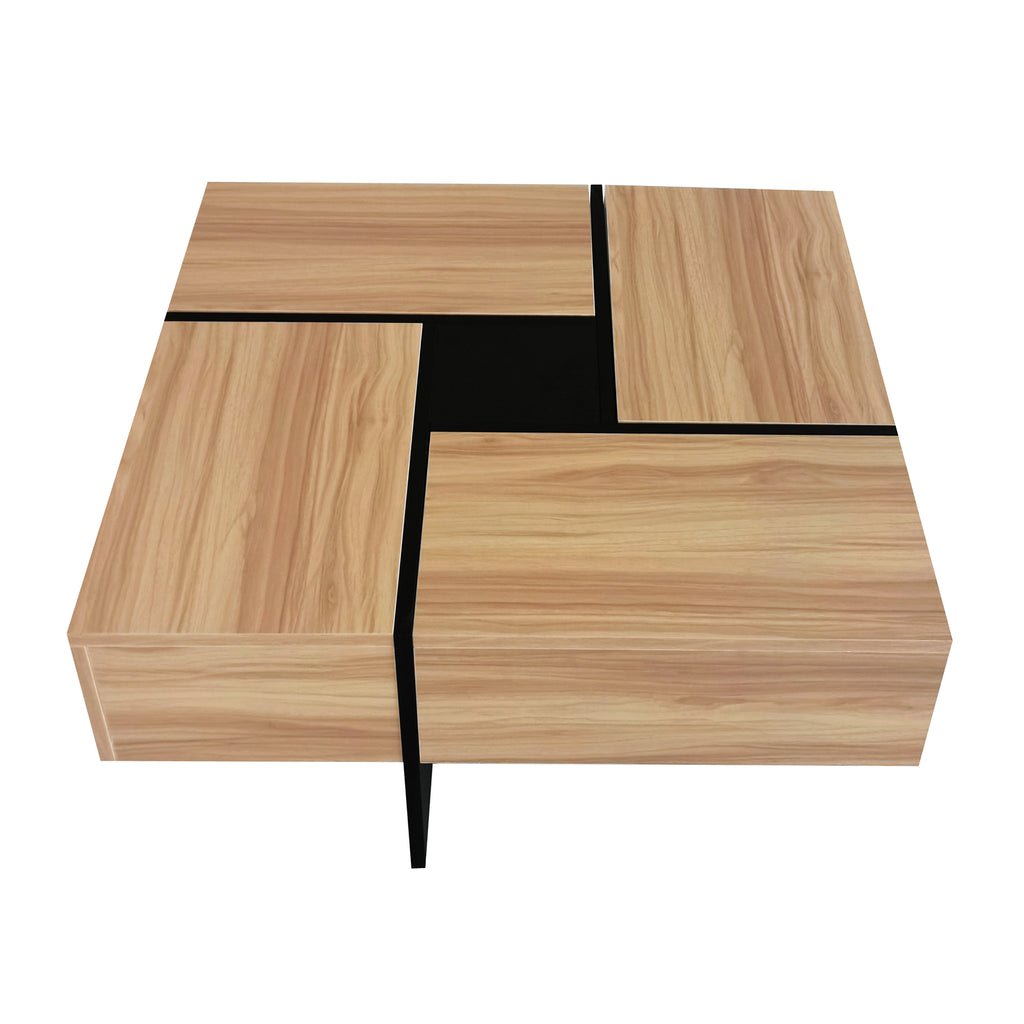 Leoglint ON-TREND Unique Design Coffee Table with 4 Hidden Storage Compartments, Square Cocktail Table with Extendable Sliding Tabletop, UV High-gloss Design Center Table for Living Room, 31.5"x 31.5"