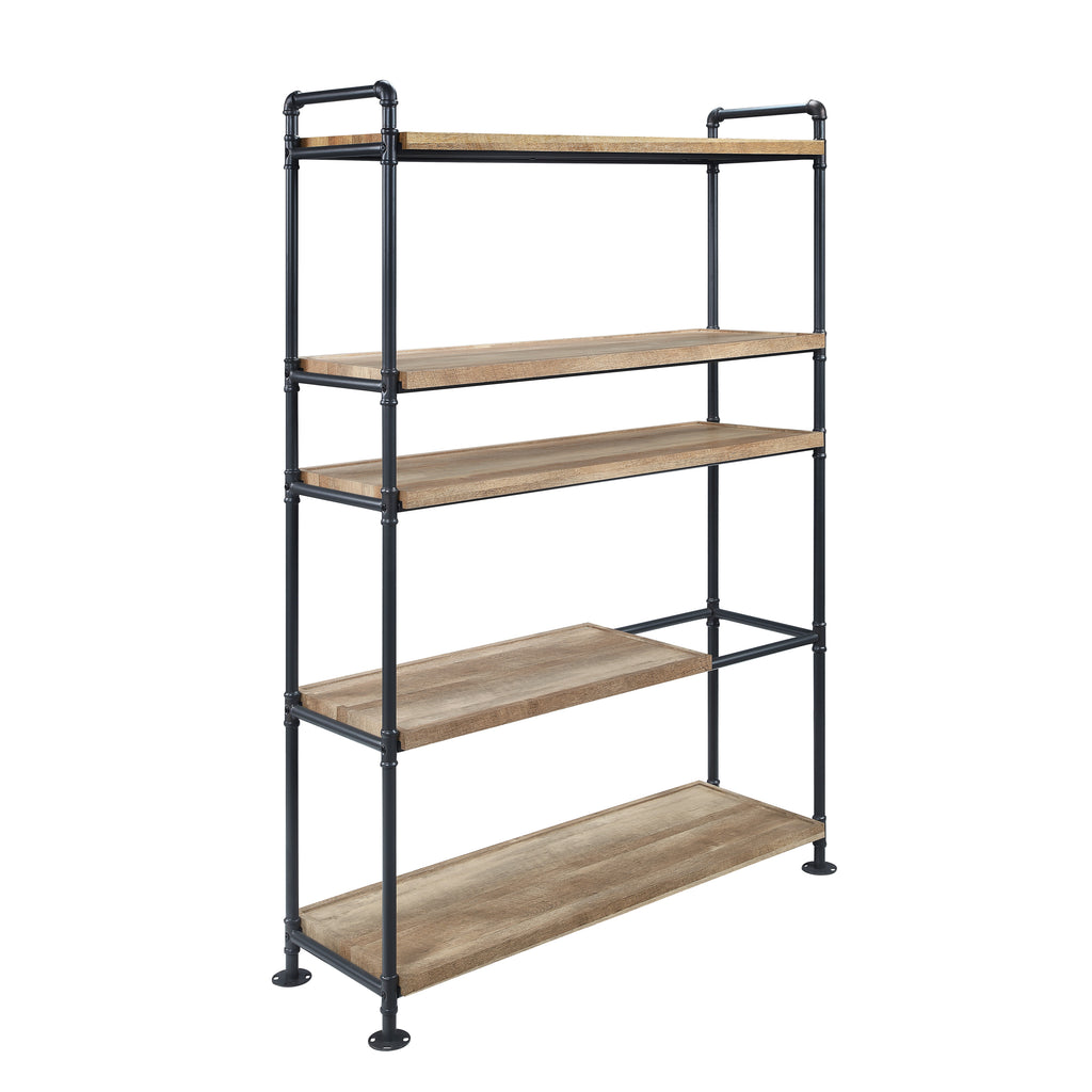 Leoglint ACME Brantley Bookshelf w/5 Shelves in Oak & Sandy Black Finish AC00758