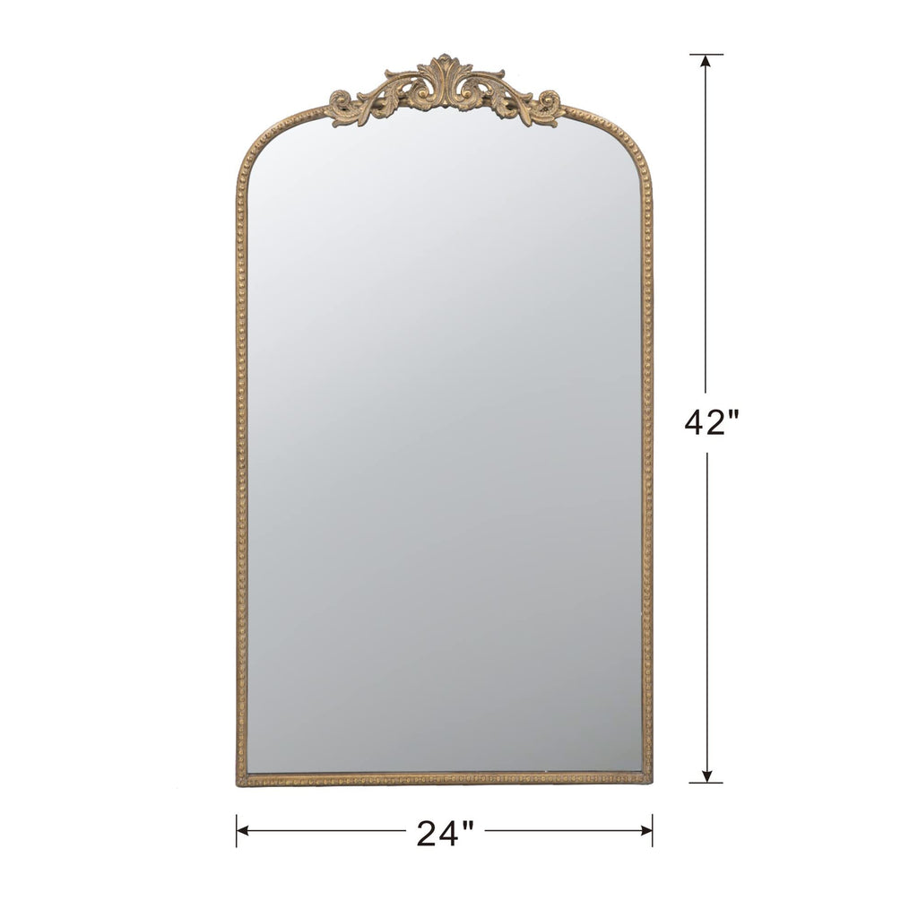 Leoglint 24" x 42" Gold Arch Mirror, Baroque Inspired Wall Decor for Bathroom Bedroom Living Room