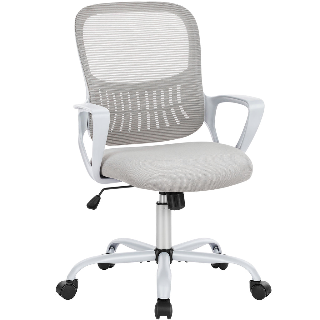 Leoglint Sweetcrispy Ergonomic Office Chair Home Desk Mesh Chair with Fixed Armrest Executive Computer Chair with Soft Foam Seat Cushion