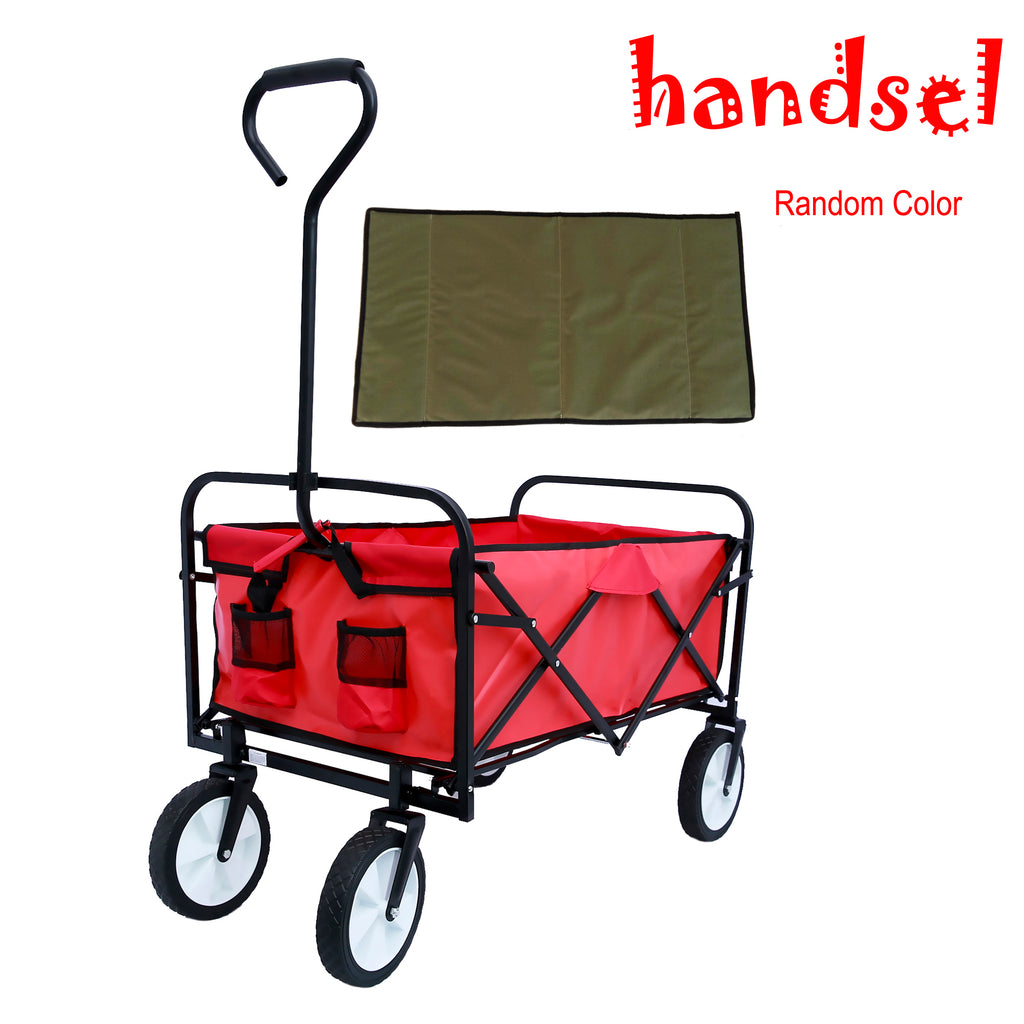 Leoglint Garden cart Folding Wagon Garden Shopping Beach Cart (Red)