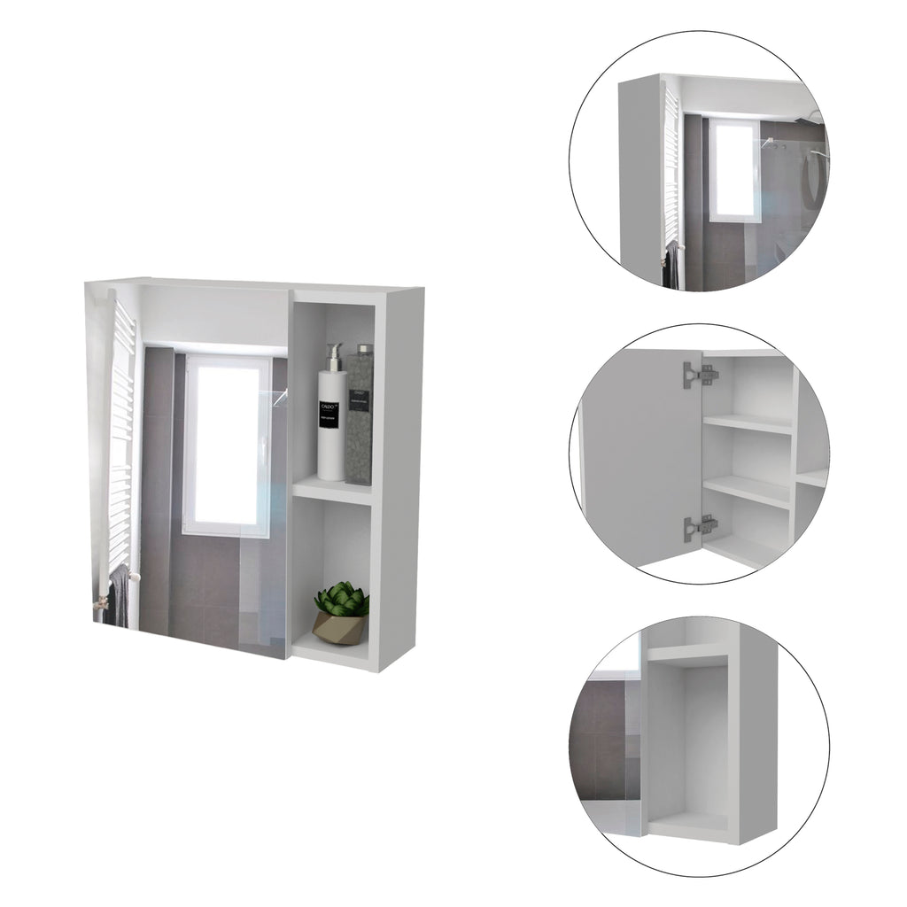 Leoglint Whirlwind 1-Shelf Rectangle Medicine Cabinet with Mirror White