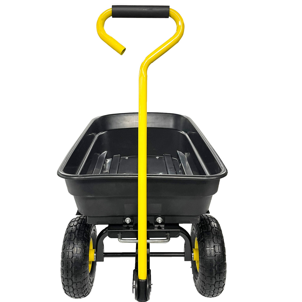 Leoglint Garden Cart with Steel Frame Outdoor Wagon with 10 Inch Pneumatic Tires, 55L Capacity, Black