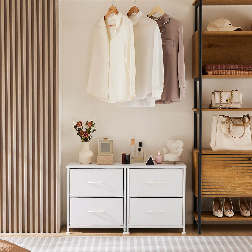 Leoglint Drawer Chest Drawers Dresser Chest of Drawers,Metal Frame and Wood Top,2bc,White