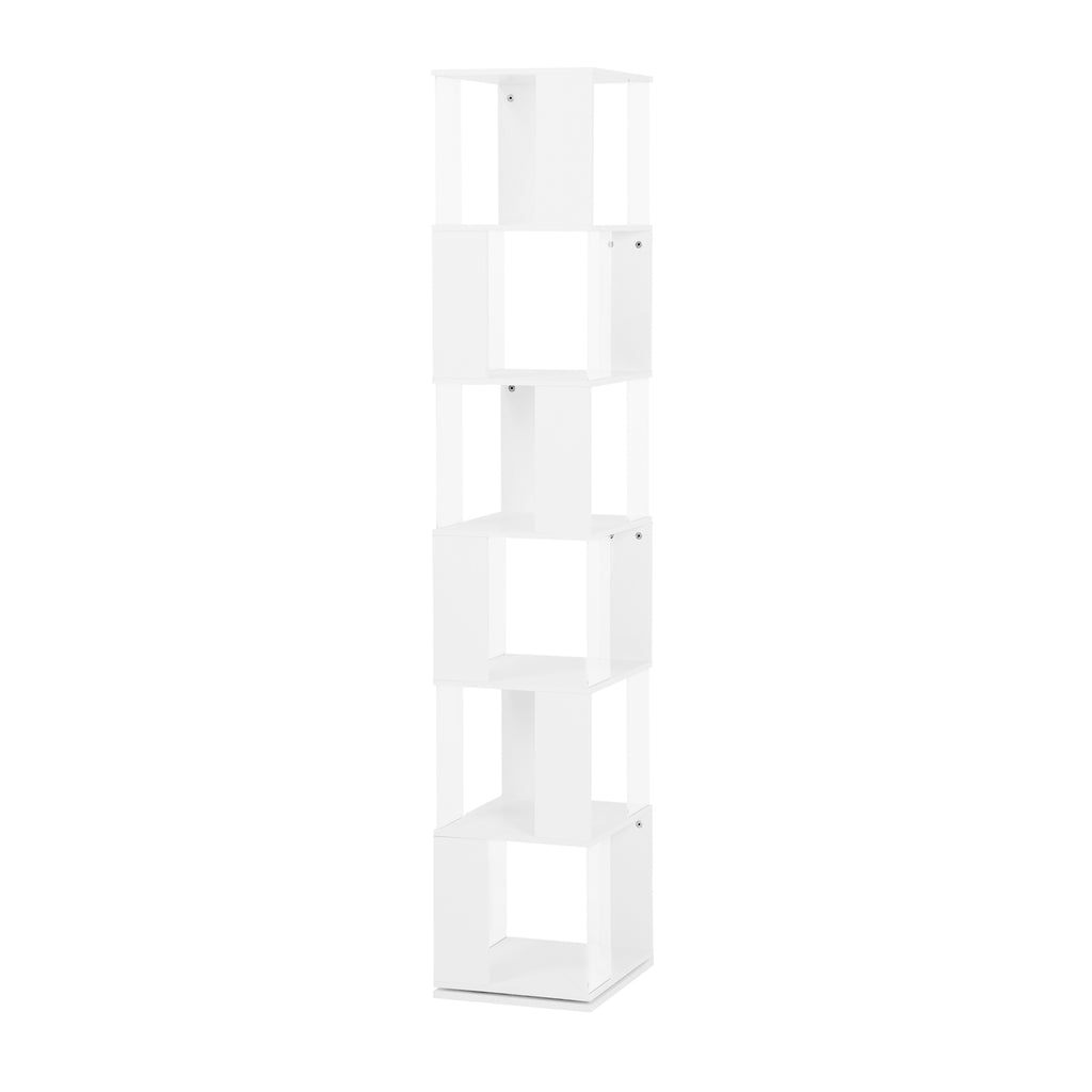 Leoglint 6 tier Rotating Bookshelf, Floor Rack Simple Bookcase  with Acrylic plate Student Multi-Function Creative Bookshelf for Living Room