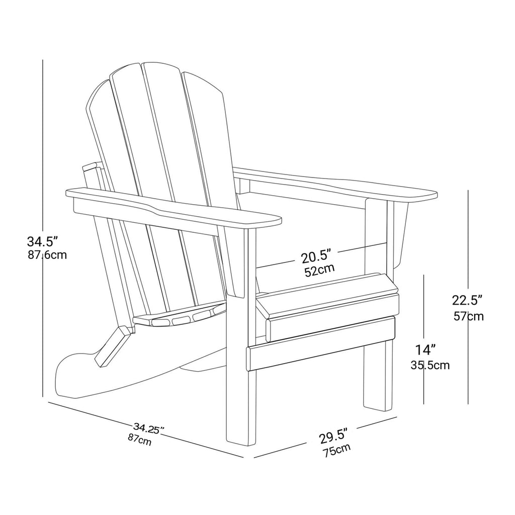 Leoglint Folding Adirondack Outdoor Chair, Relaxing Stackable Arm Rest Ergonomic HDPE All-Weather Adirondack Chair