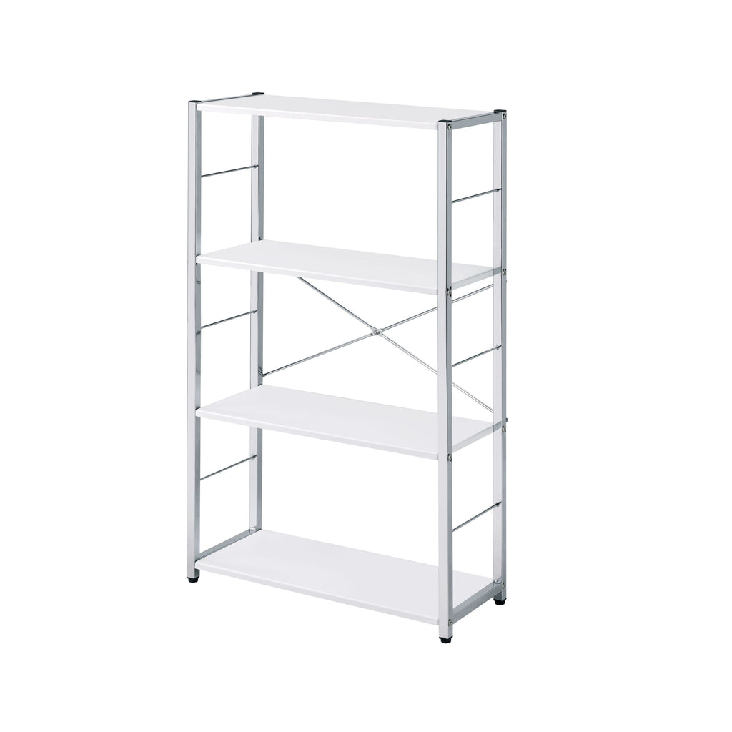 Leoglint ACME Tennos Bookshelf, White & Chrome Finish 93192