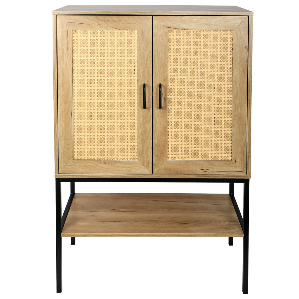 Leoglint 31.5 inch Wide 2 Rattan Doors Free Standing Sideboard  Storage Cabinet with One Open Bottom Shelf for  Kitchen Dinning Room Living Room, Natural Color