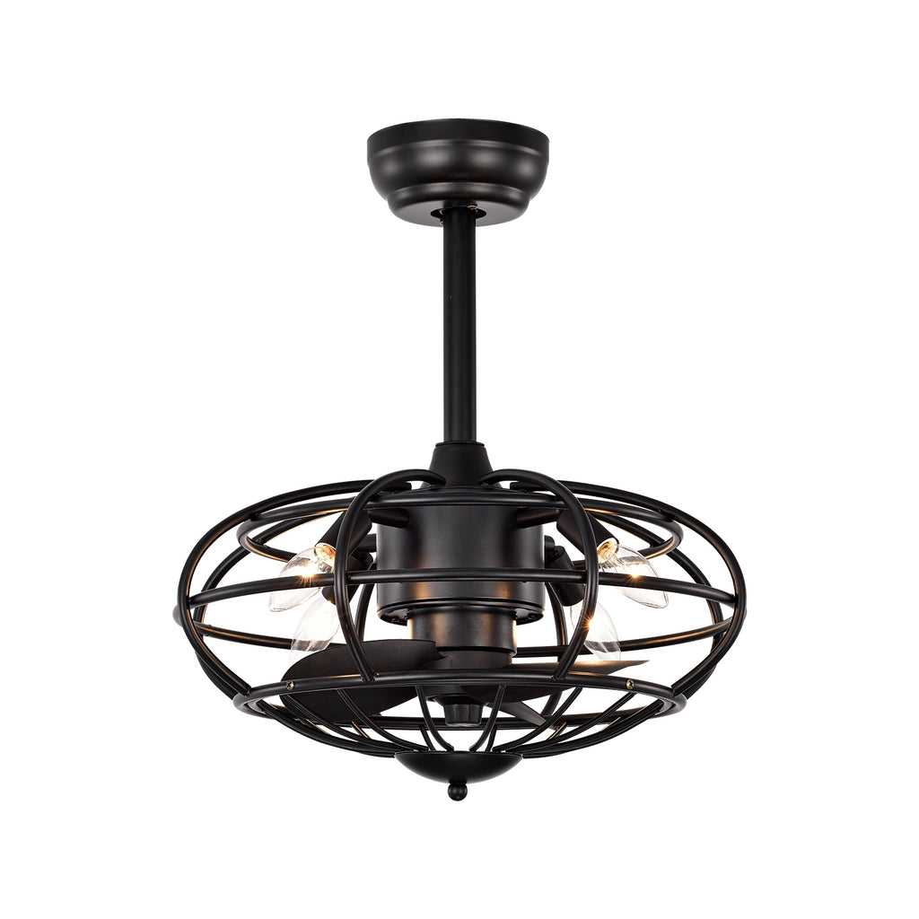 Leoglint Pendant 18.1" Chandelier Caged Ceiling Fan with  Remote Control,Timer, 3 Speeds Indoor Ceiling Fan for Farmhouse, Bedroom Living Room(No include Bulbs)