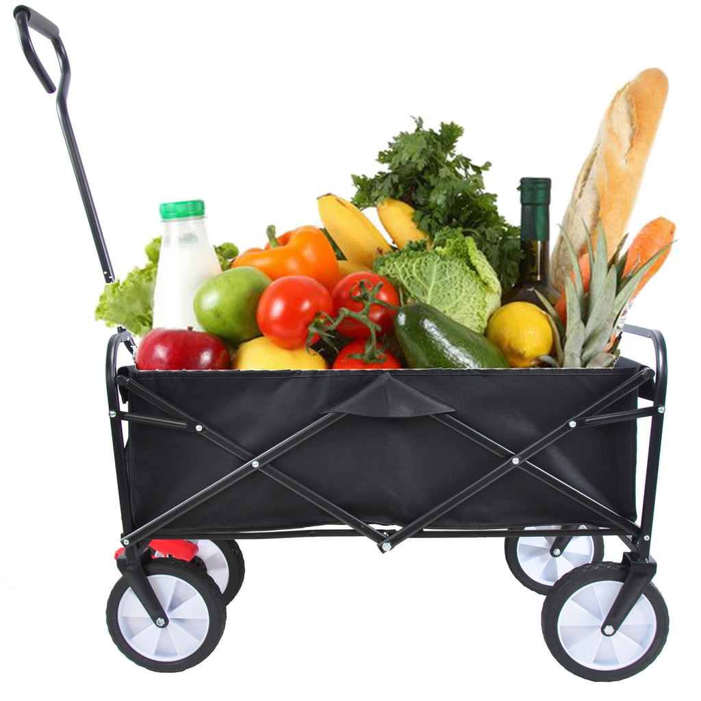 Leoglint Garden cart Folding Wagon Garden Shopping Beach Cart (black)