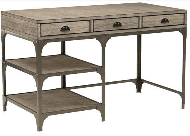 Leoglint ACME Gorden Office Desk in Weathered Oak & Antique Silver 92325