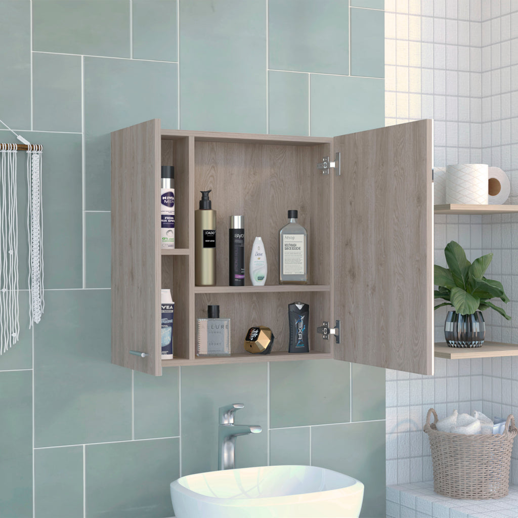 Leoglint Medicine Cabinet Prague, Four Internal Shelves, Single Door, Light Gray Finish