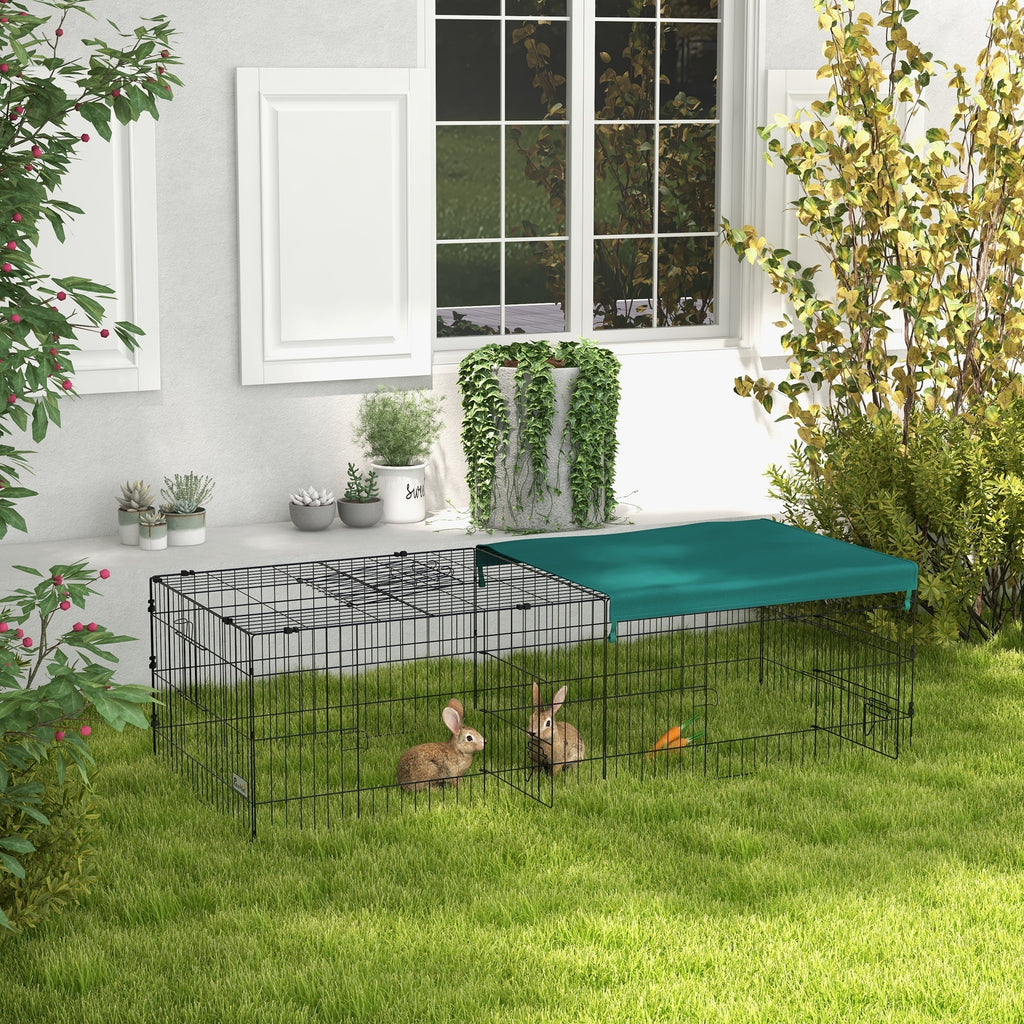 Leoglint 73" Small Animal Playpen, Pet Playpen Yard Fence for Rabbits, Chicken, Chinchillas with Roof for Indoor & Outdoor, Green