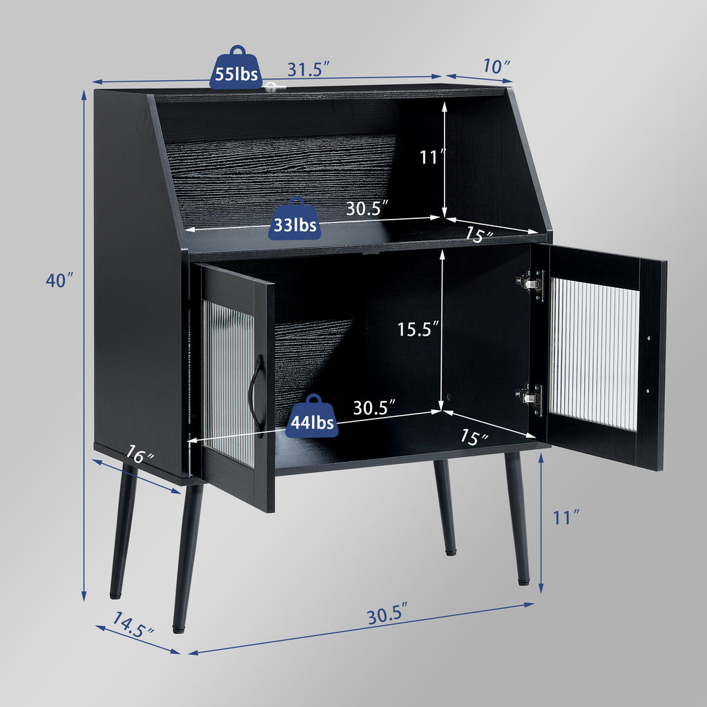 Leoglint SIDEBOARD, Bufft Cabinet, Side Dining table, Glass door, 1pc per CTN