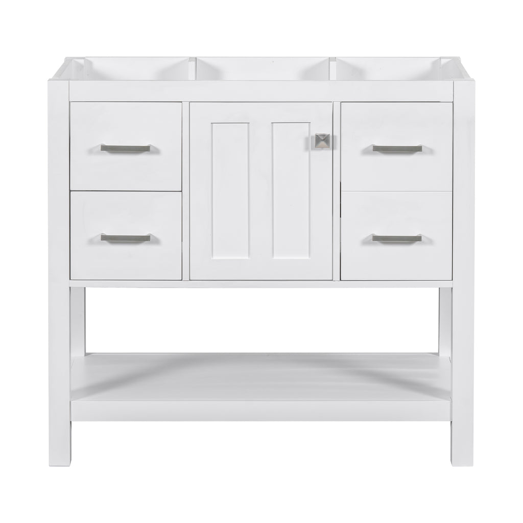 Leoglint [Cabinet Only]36" White Modern Bathroom Vanity with USB(Sink not included)