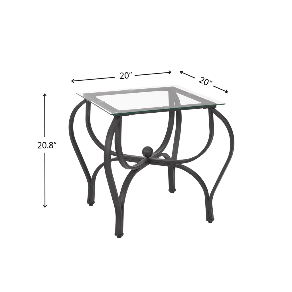 Leoglint Tempered Glass Surface 3-Piece Coffee Table Set Decor Rectangle Coffee Table with 2 Square End Side Table Unique Design Coffee Table with Sturdy Construction for Living Room (Rustic Black)