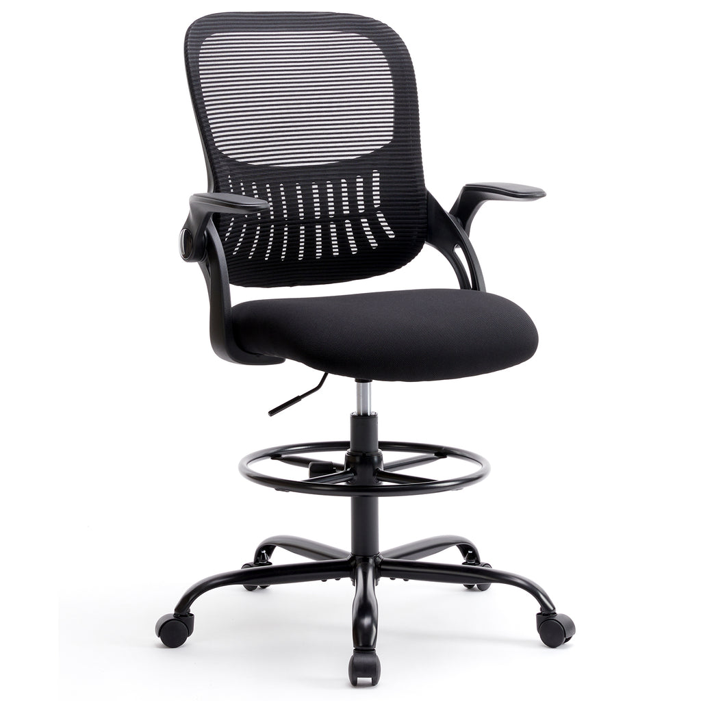 Leoglint Sweetcrispy Drafting Tall Office Chair Ergonomic High Desk Chair with Flip-up Armrests