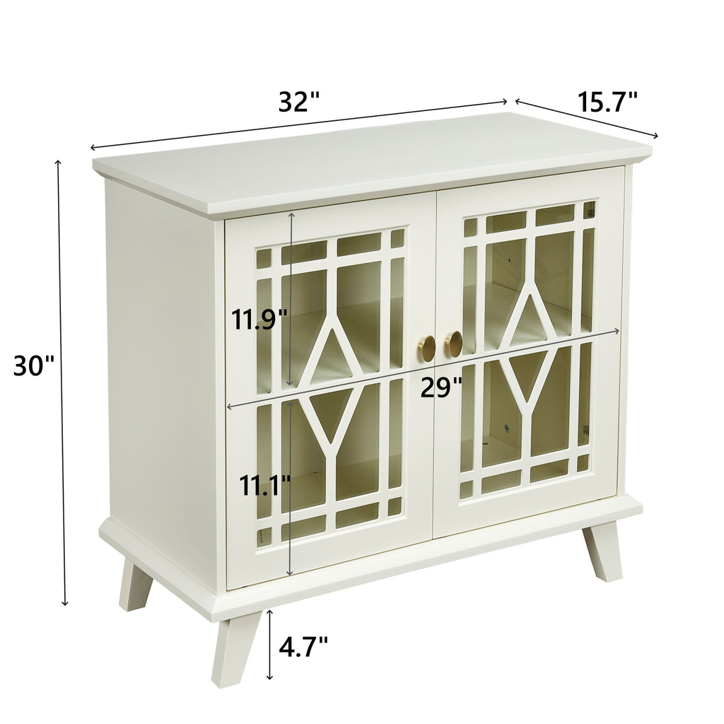 Leoglint Storage Cabinet with Shelf, White Sideboard Cabinet for Living Room, Hallway, Dining Room, Entryway