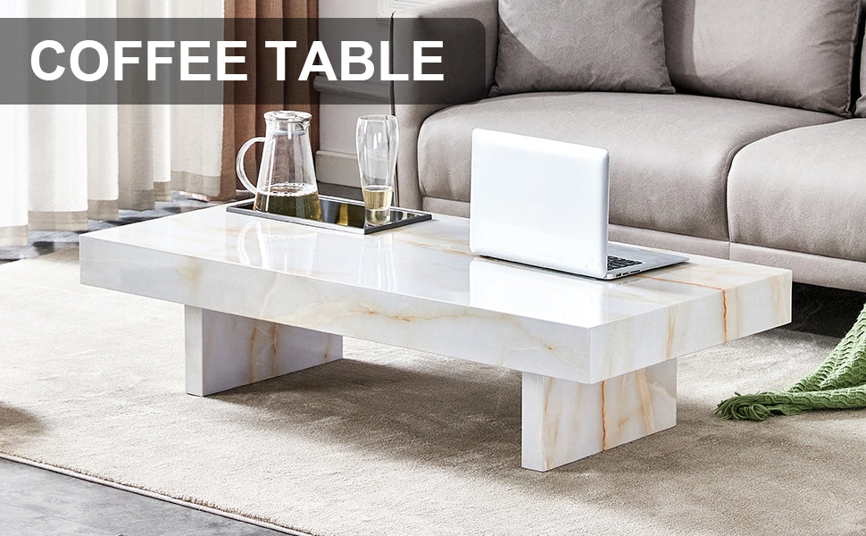 Leoglint A modern and practical coffee table with imitation marble patterns, made of MDF material. The fusion of elegance and natural fashion 47.2"* 23.6"* 12 "