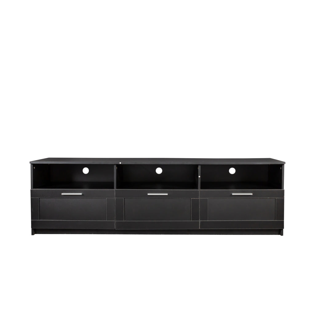 Leoglint Black modern minimalist TV cabinet 80 inch TV stand, open locker Living Room Bedroom