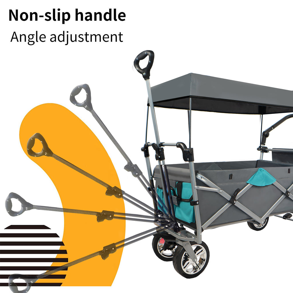 Leoglint Garden cart Push & Pull Utility Folding Wagon with Removable Canopy