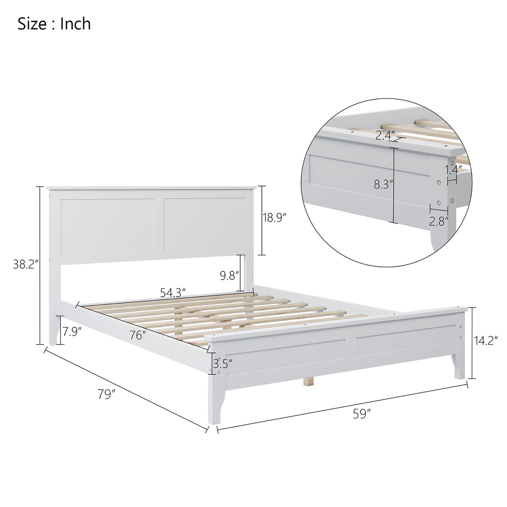 Modern White Solid Wood Full Platform Bed Frame(old sku:WF283524AAK)