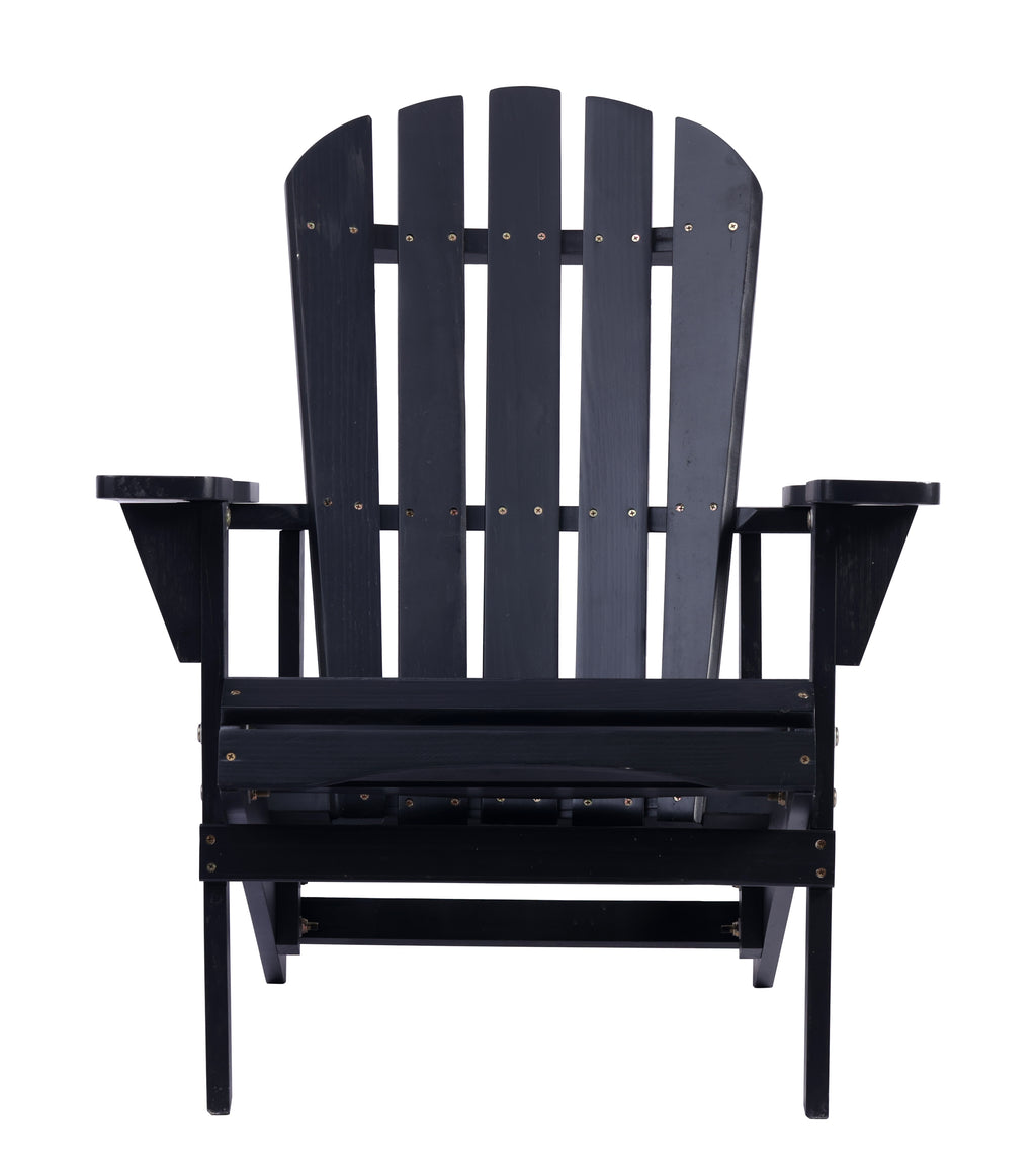 Leoglint Adirondack Outdoor Chair Solid Wood Outdoor Patio Furniture for Backyard, Garden, Lawn, Porch -Black