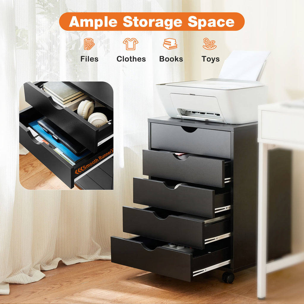 Leoglint Sweetcrispy 5 - Storage Cabinets Dressers Wood Dresser Cabinet with Wheels Mobile Organizer Drawers for Office