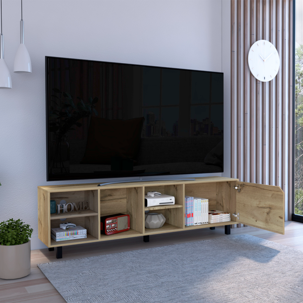 Leoglint Conquest Tv Stand for TV´s up 70", Four Open Shelves, Five Legs, Light Oak